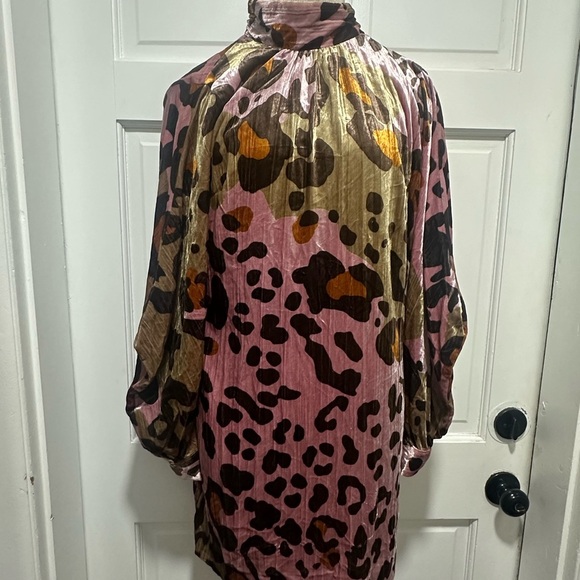 Anthropologie Layla Leopard Velvet Mini Dress Size 6 - Picture 2 of 5